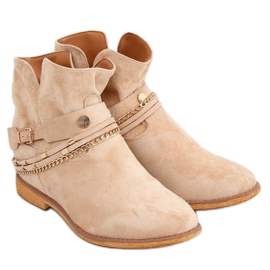 Beige Hidden wedge boots B0-516 Khaki