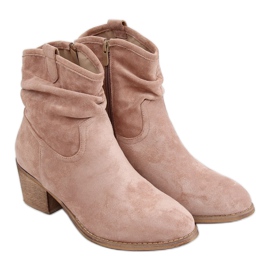 Low-heeled boots in beige and pink Z1165 Khaki