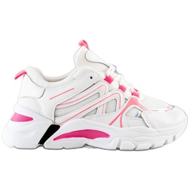 SHELOVET Sneakers With Pink Insert white SHELOVET Sneakers With Pink Insert white