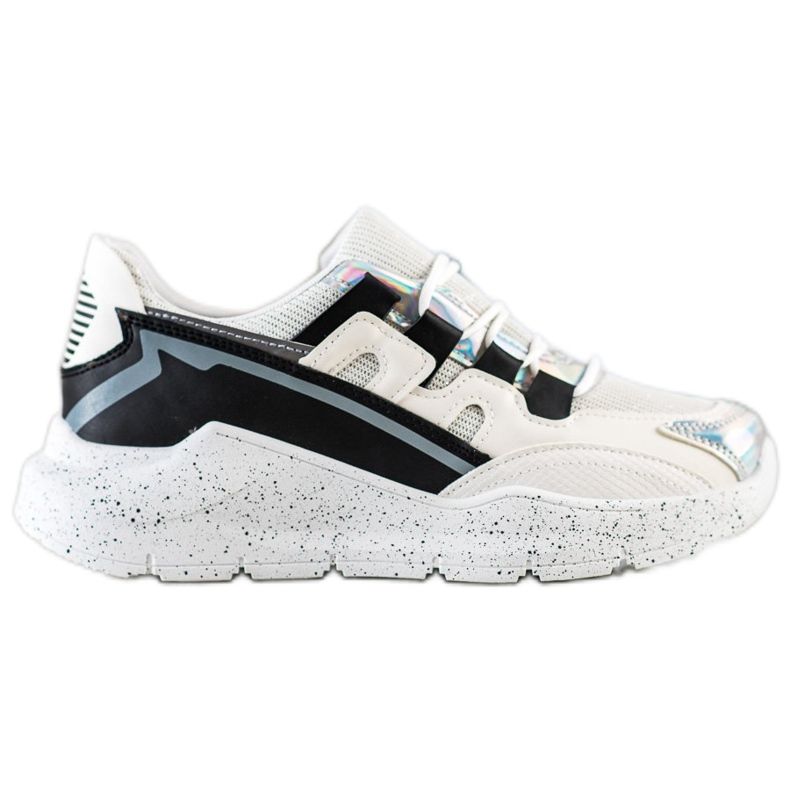 SHELOVET Sneakers With Decorative Platform white black silver grey