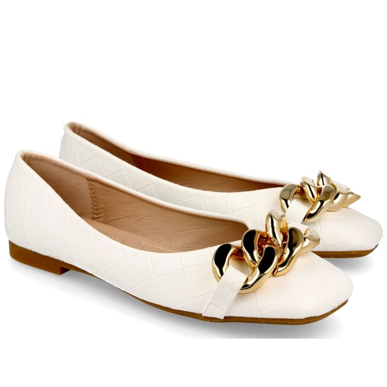 PS1 Elegant Quilted Ballerinas With White Coco Chain