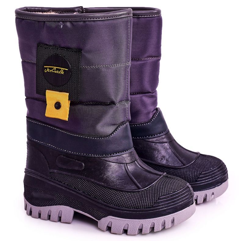 Apawwa Children's Snow Boots Warmed With Fur Gray Rubbi violet grey multicolored