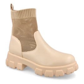 Women's Sock Boots Workers Beige Stormy brown