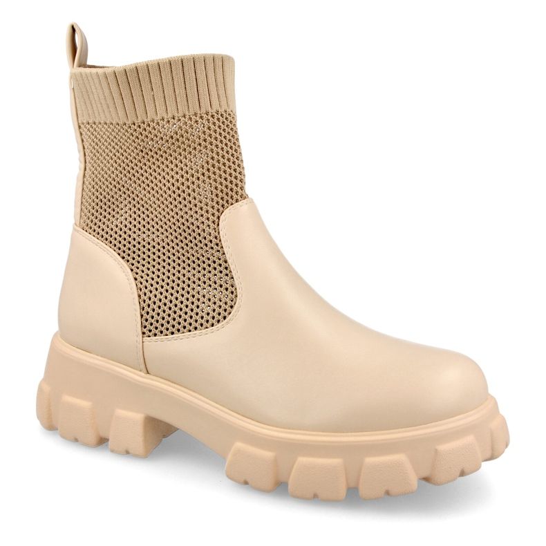 Women's Sock Boots Workers Beige Stormy brown