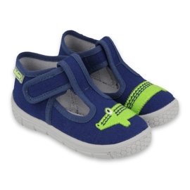 Befado children's slippers with a crocodile 531p083 navy blue green Befado children's slippers with a crocodile 531p083 navy blue green