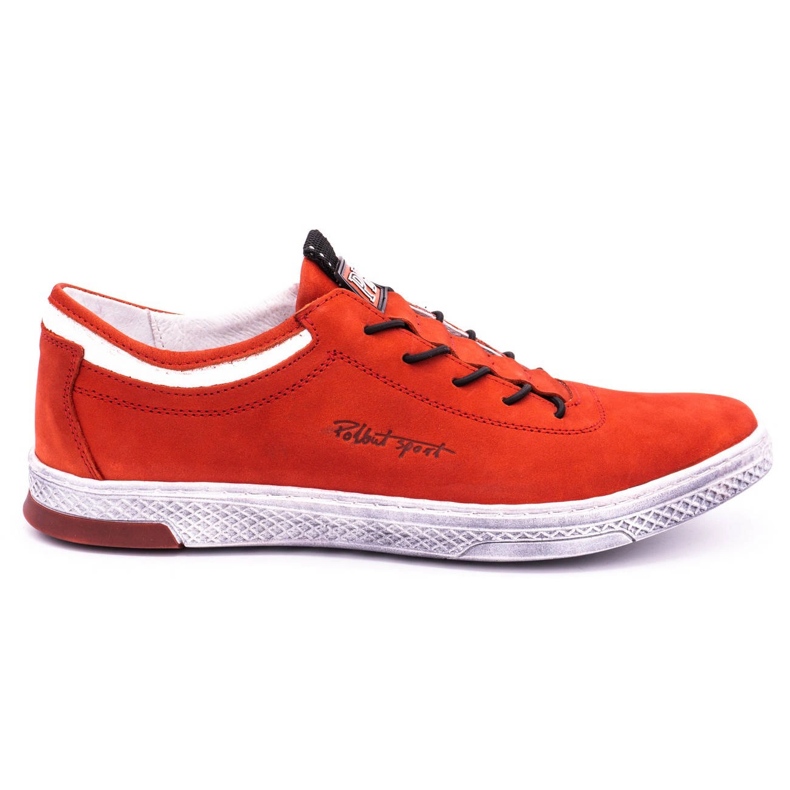 Polbut Men's leather casual shoes K23 red nubuck
