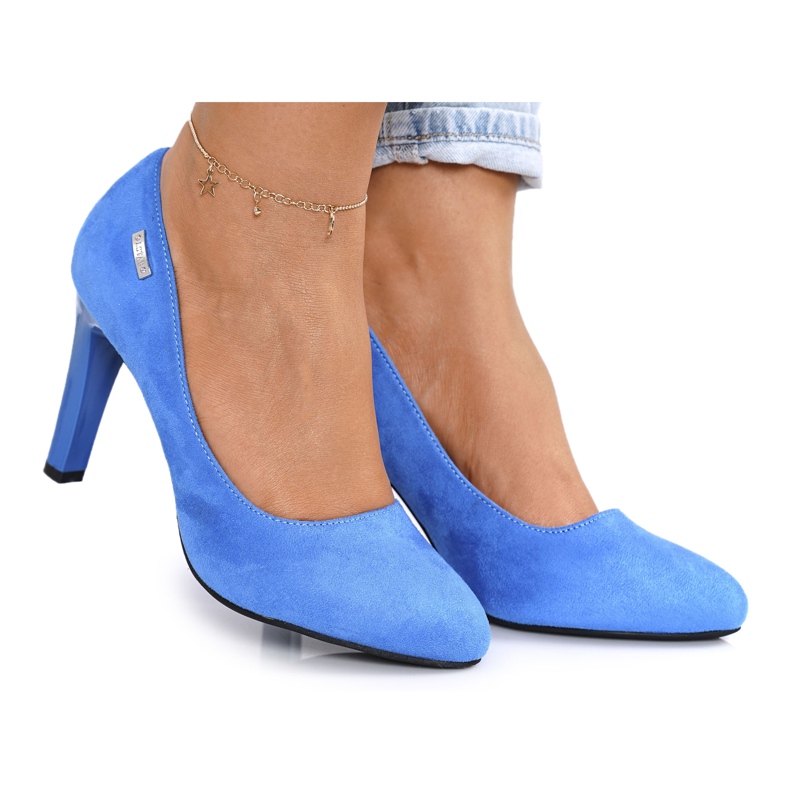 PJ1 Classic Pumps On A Heel Suede Blue Eliana