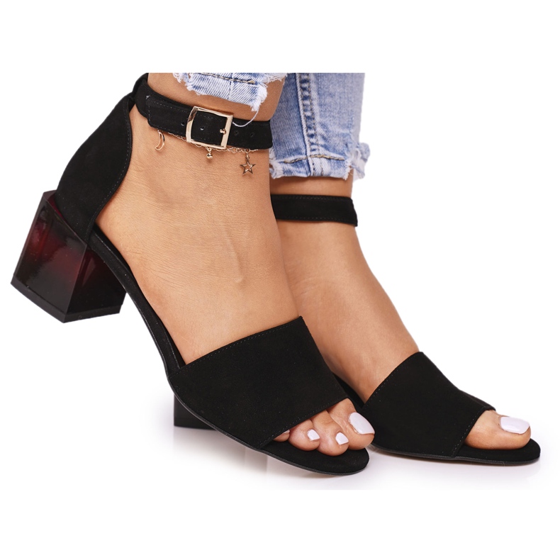 Suede high-heeled sandals Laura Messi 2285 Black