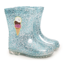 Children's Blue Glitter Wellies With Ice silver