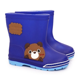 Children's rain boots with a teddy bear navy blue