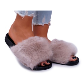 SEA Beige NiceFur Women's Beige Slippers with Fur grey