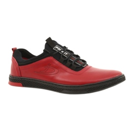 Polbut Red men's leather casual shoes K24 with black underside