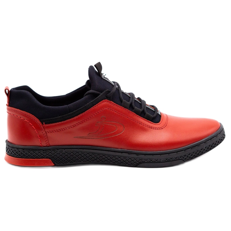 Polbut Red men's leather casual shoes K24 with black underside