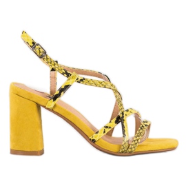 Kylie Snake Print Sandals yellow