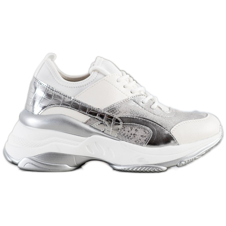 Bestelle Fashionable Sneakers On The Platform white silver grey