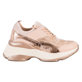 Bestelle Fashionable Sneakers On The Platform pink golden Bestelle Fashionable Sneakers On The Platform pink golden