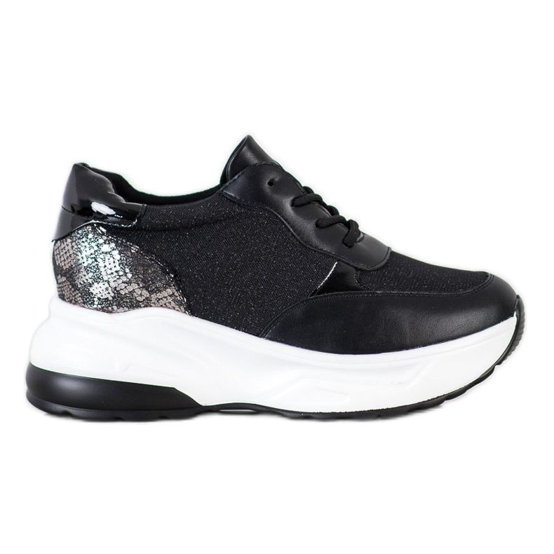 Bestelle Black Sneakers With Glitter silver