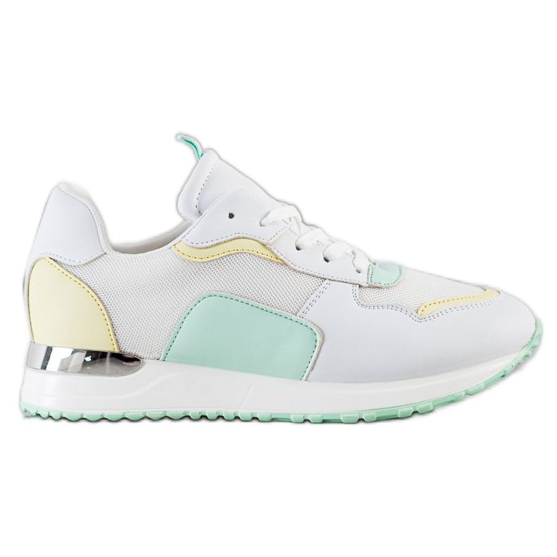 SHELOVET Light Stylish Sneakers white green yellow SHELOVET Light Stylish Sneakers white green yellow