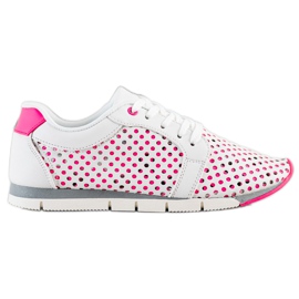 Kylie White and pink Openwork Sneakers