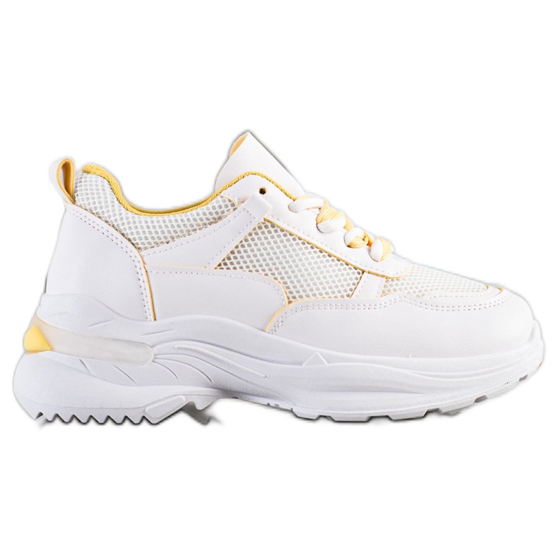 SHELOVET Comfortable White Sneakers yellow