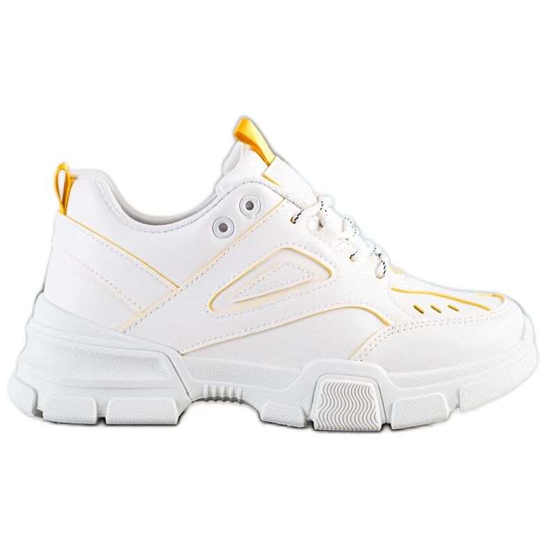 SHELOVET Fashionable White Sneakers yellow