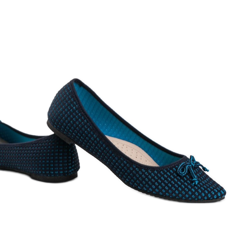 Del Amor blue textile ballerinas black