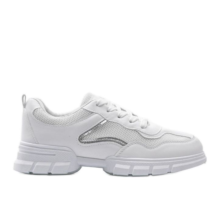 White sports sneakers 3157 silver
