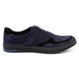 Polbut Men's casual leather shoes 2102 navy blue