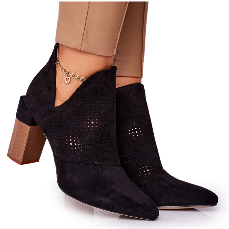 Black Michelle Openwork Booties On A Post