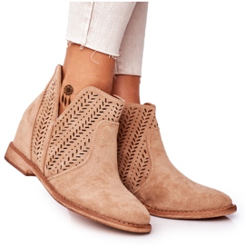 Openwork boots on a wedge Beige Melanie
