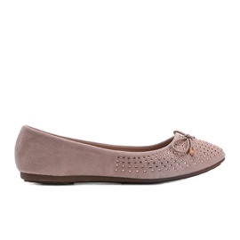 Pink suede ballerinas with Larissa cubic zirconia