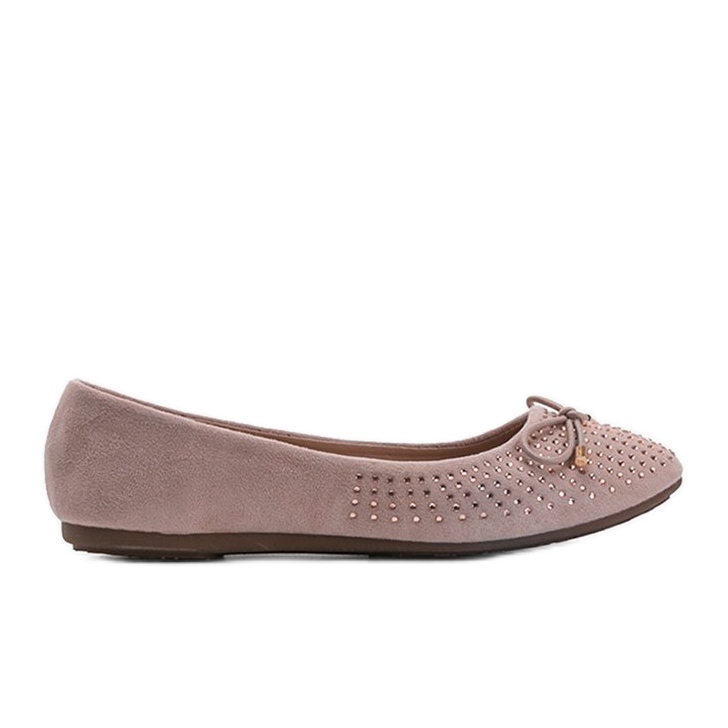 Pink suede ballerinas with Larissa cubic zirconia
