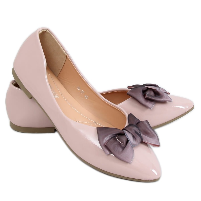 Women's beige and pink patent ballerinas 98-37 Nude Women's beige and pink patent ballerinas 98-37 Nude