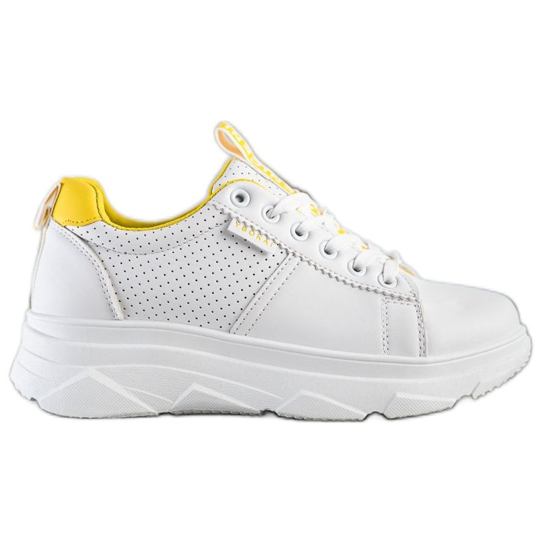 SHELOVET Sneakers Na Bielej Platforme Nice white yellow