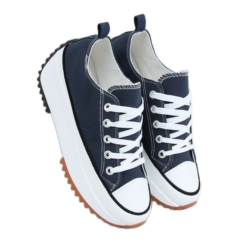 Designer sneakers with navy blue VL137P D.BLUE sole