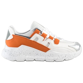 Ideal Shoes Sneakers With Orange Insert white