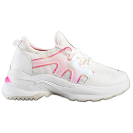 SHELOVET Spring Sneakers With Holo Effect white