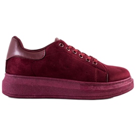 SHELOVET Suede Sneakers On The Platform red SHELOVET Suede Sneakers On The Platform red