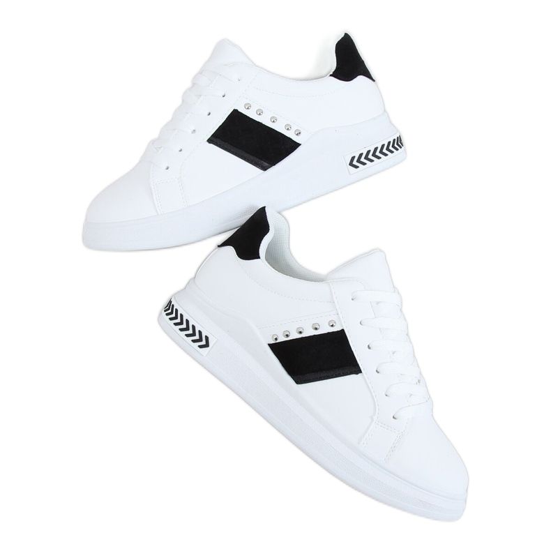 White women's sneakers LA129P WHITE / BLACK
