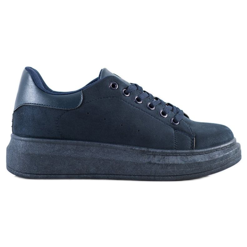 SHELOVET Suede Sneakers On The Platform navy blue blue