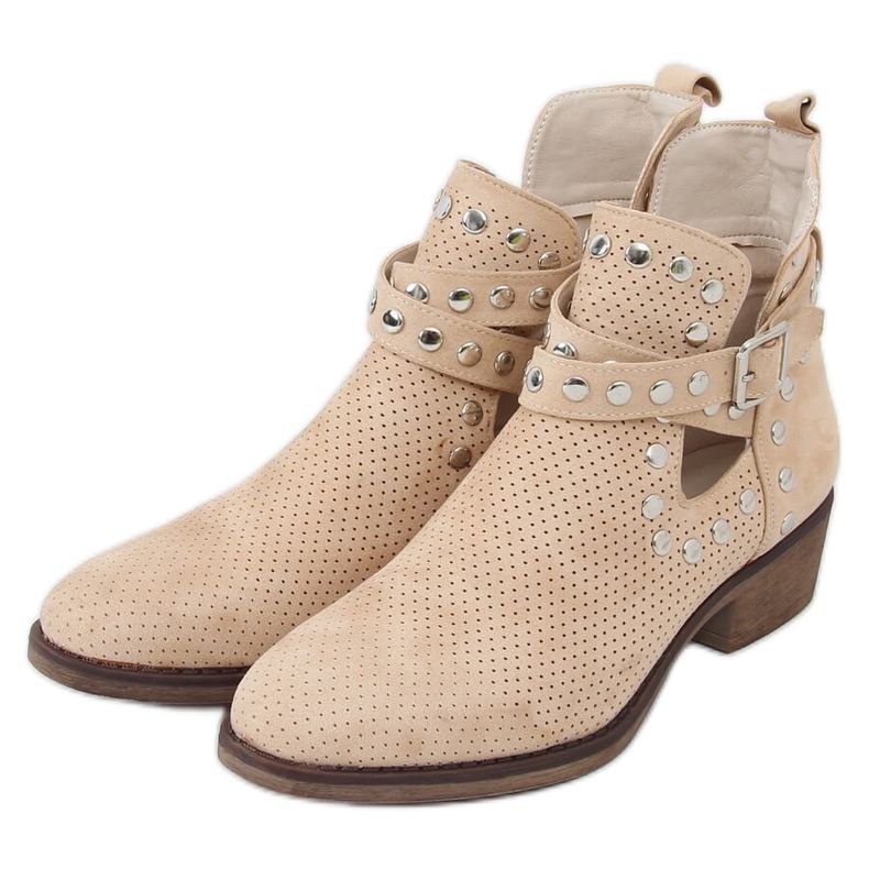 Boots cut with studs beige NS196P Beige