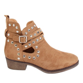 Boots cut with studs camel NS196P Camel brown