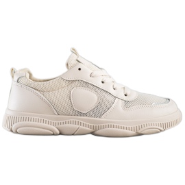 Ideal Shoes Beige Sneakers With Mesh