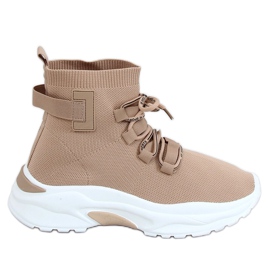 Beige high-ankle socks sports shoes B0-676 Beige Beige high-ankle socks sports shoes B0-676 Beige