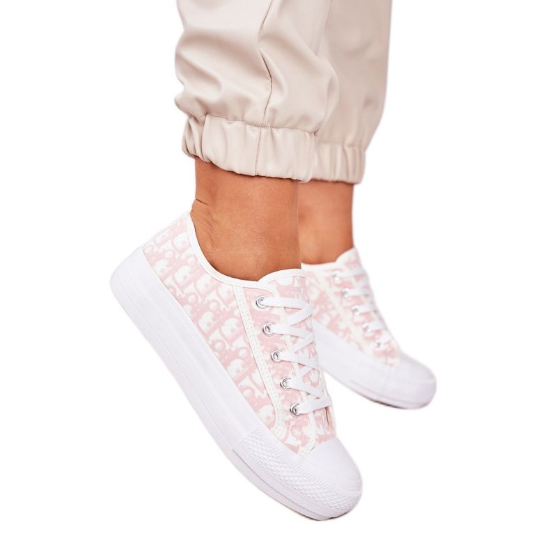 PS1 Daphne Women's Logged Sneakers White and Pink PS1 Daphne Women's Logged Sneakers White and Pink