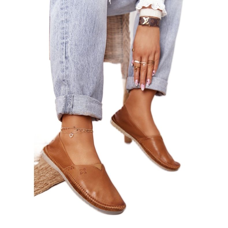 Women's Leather Ballerinas Maciejka Red 01930-52 brown