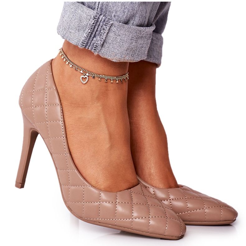 PS1 Elegant Quilted Stilettos Bright Brown Rosanna