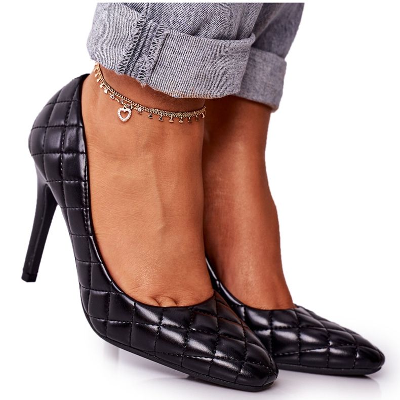 PS1 Elegant Black Rosanna Quilted Stilettos