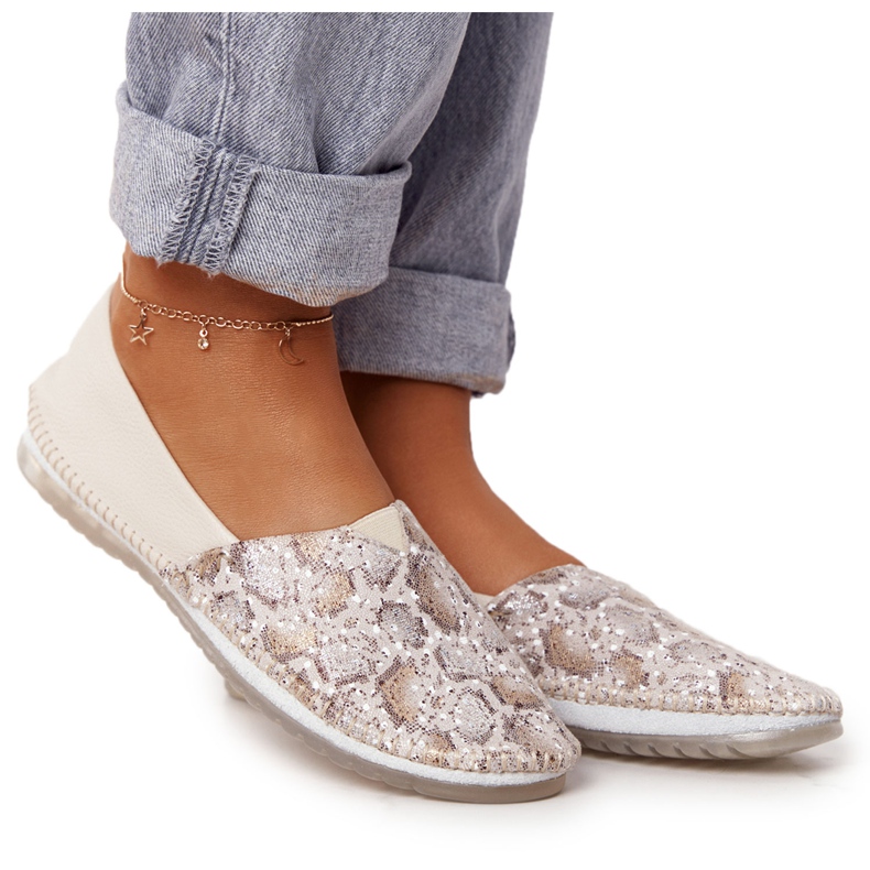 Women's Leather Maciejka Ballerinas Beige-Gold 01930-81 golden