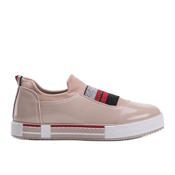 Jayde lacquered beige trainers